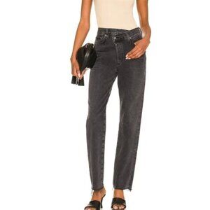 AGOLDE Asymmetrical Hem Dark Gray Straight Leg Denim Jeans Size 28